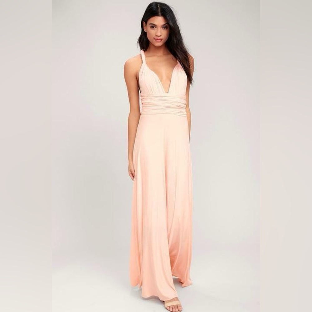 Lulus Tricks of the Trade Convertible Maxi Dress BLUSH size small